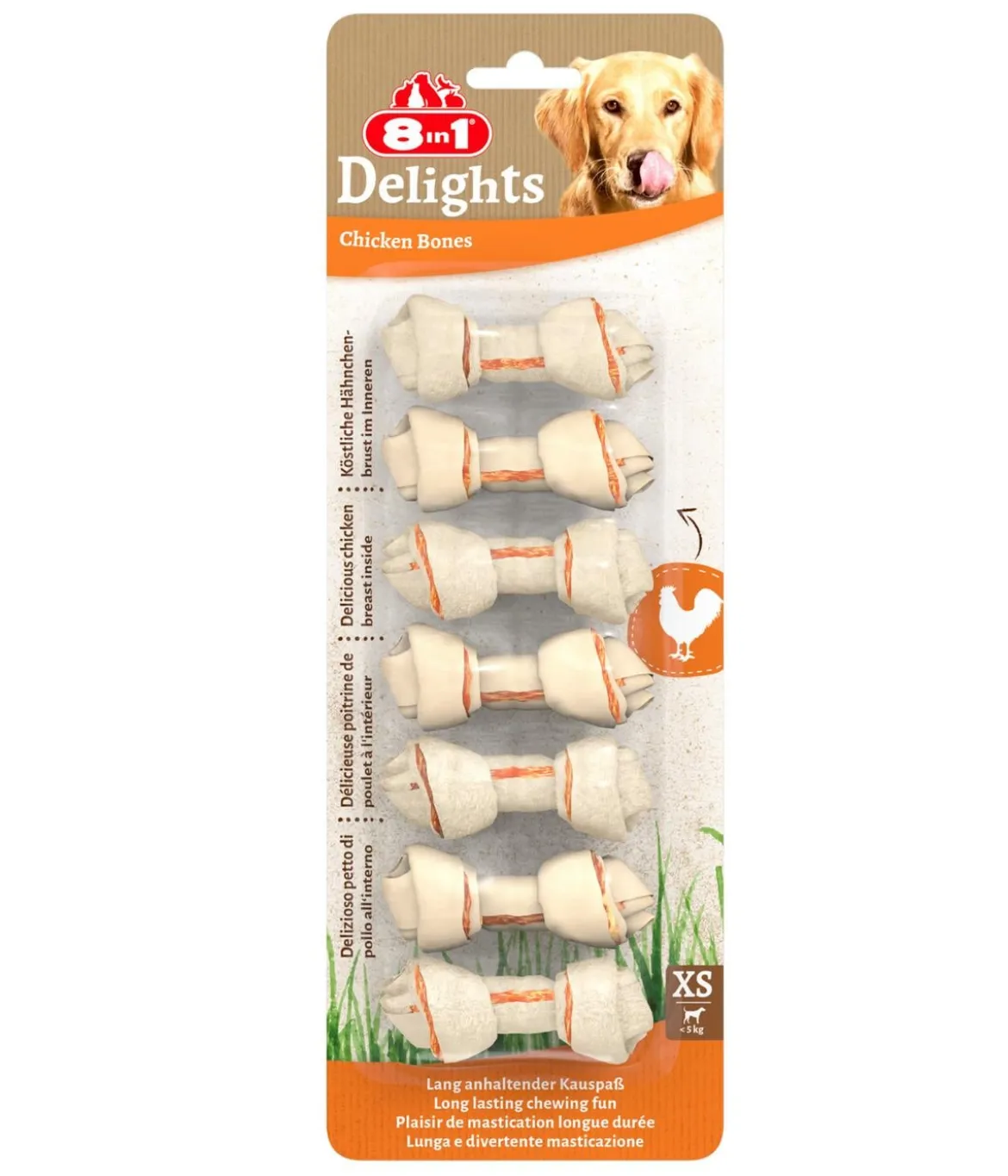 8in1 Hundesnack Delights Chicken Bones XS, 7 Stk.