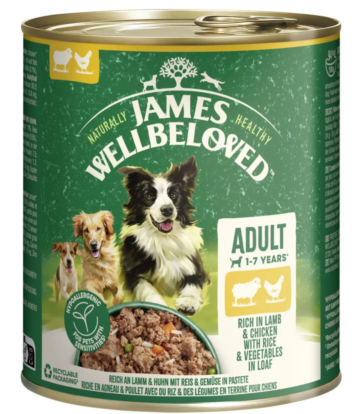James Wellbeloved Nassfutter für Hunde Adult, Lamm & Huhn in Pastete
