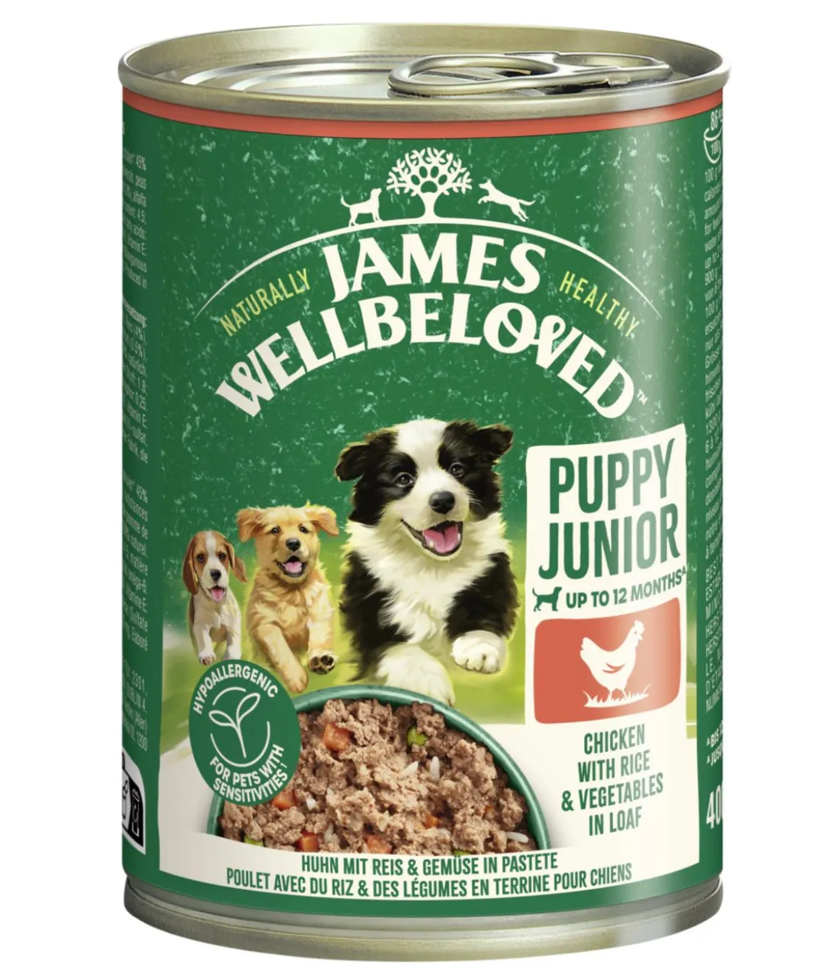 James Wellbeloved Nassfutter für Hunde Puppy Junior, Huhn in Pastete