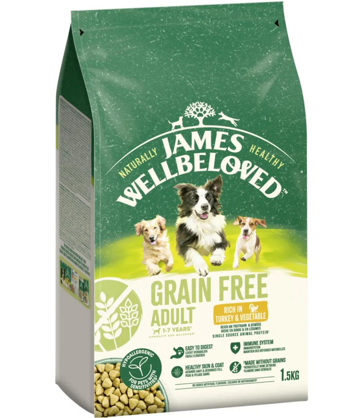 James Wellbeloved Trockenfutter für Hunde Grainfree Adult, Truthahn & Gemüse
