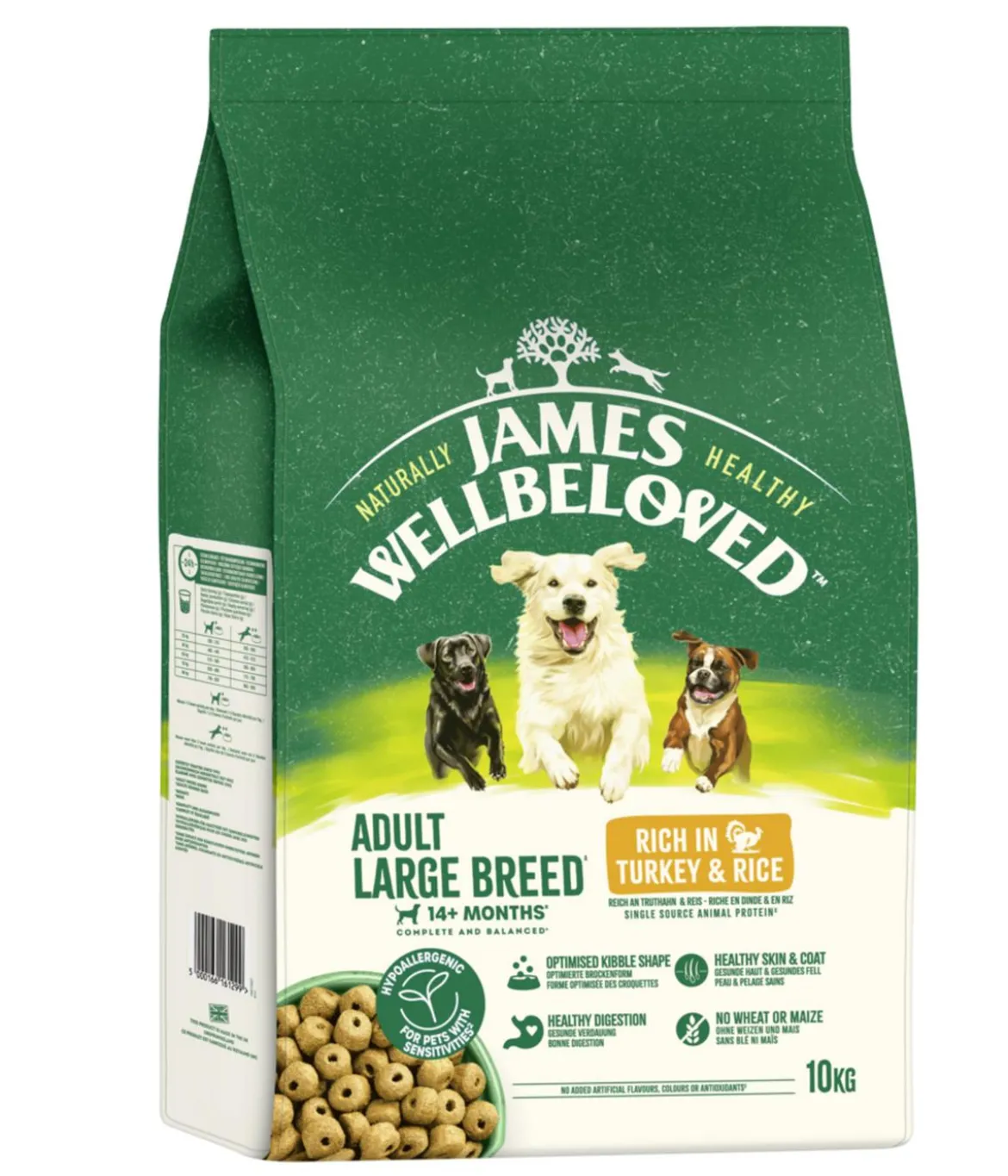 James Wellbeloved Trockenfutter für Hunde Large Breed Adult, Truthahn & Reis, 10 kg