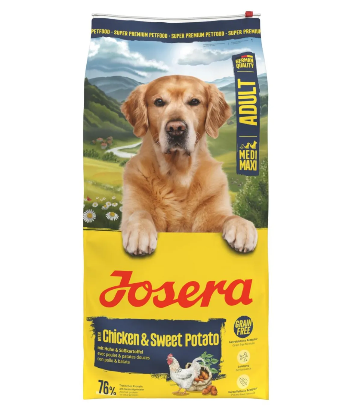 Josera Trockenfutter für Hunde Medi/Maxi Adult, Huhn & Süßkartoffel