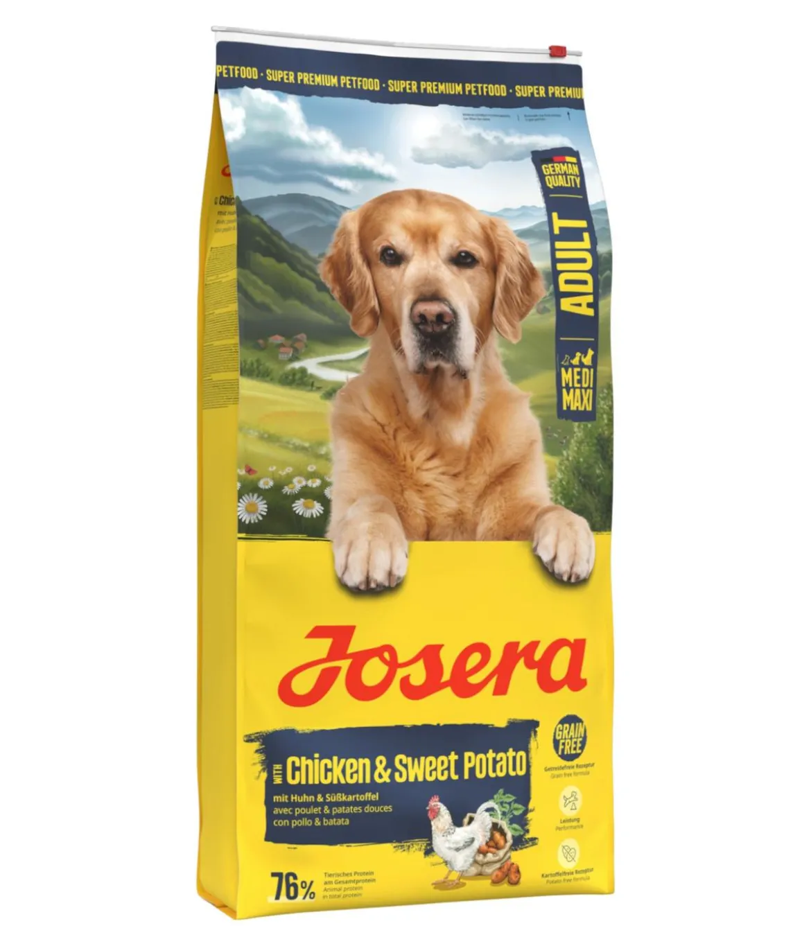 Josera Trockenfutter für Hunde Medi/Maxi Adult, Huhn & Süßkartoffel