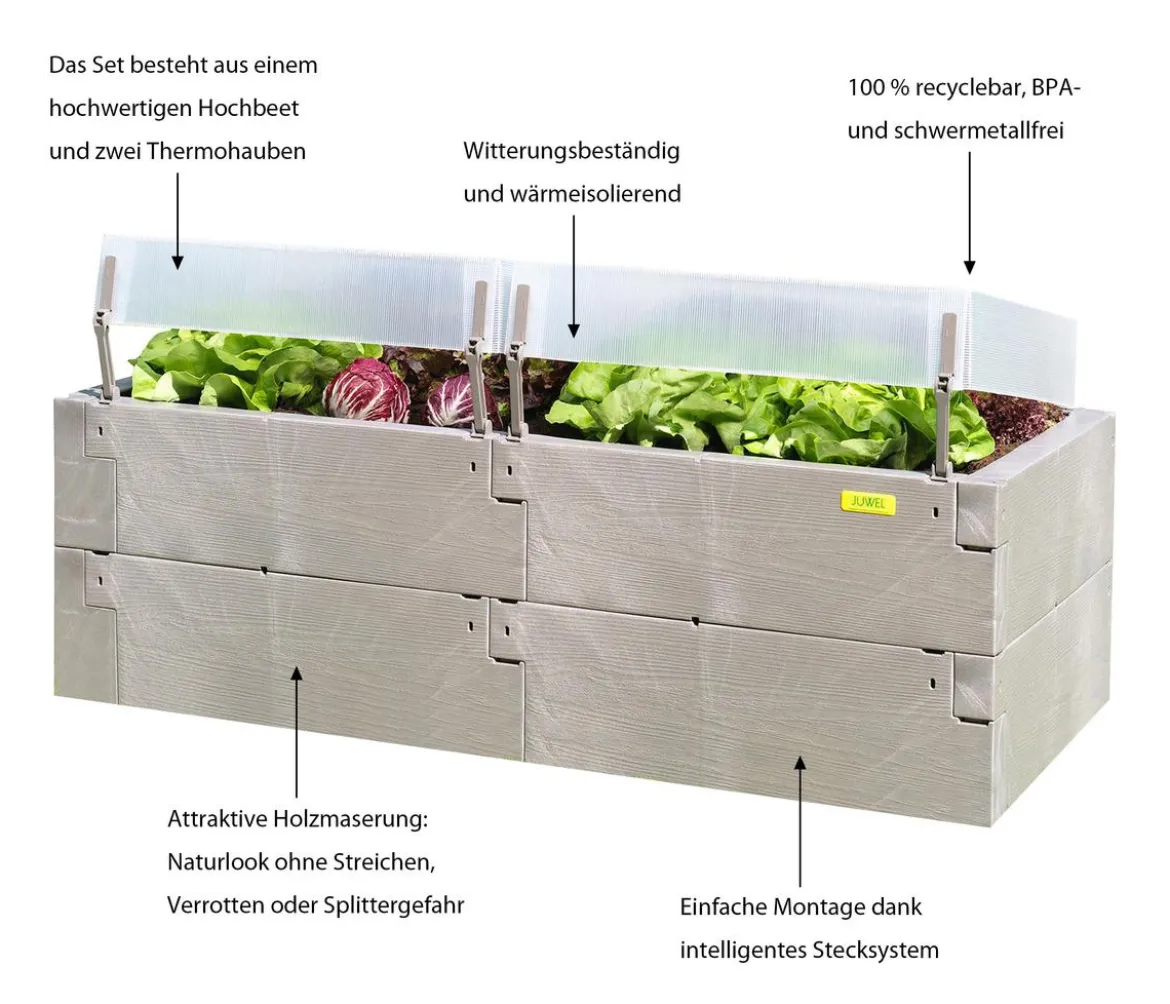 Juwel Hochbeet Timber Anzucht-Set 2in1, ca. B130/H52/T60 cm