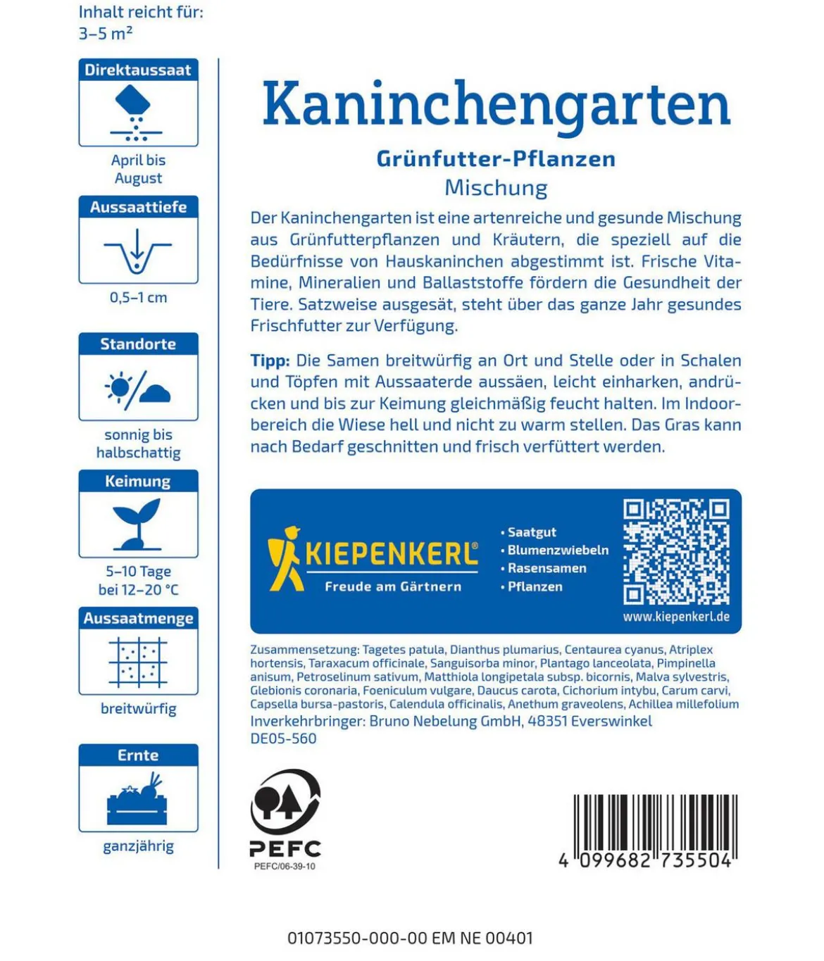 Kaninchengarten, Saatgut von Kiepenkerl
