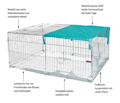 KERBL Jungtier-Freilaufgehege mit Ausbruchsperre, ca. B144/H60/T112 cm