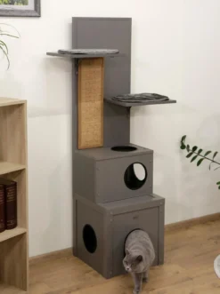 KERBL Katzenspielhaus Alex ECO, grau, ca. B42/H152,5/T42 cm