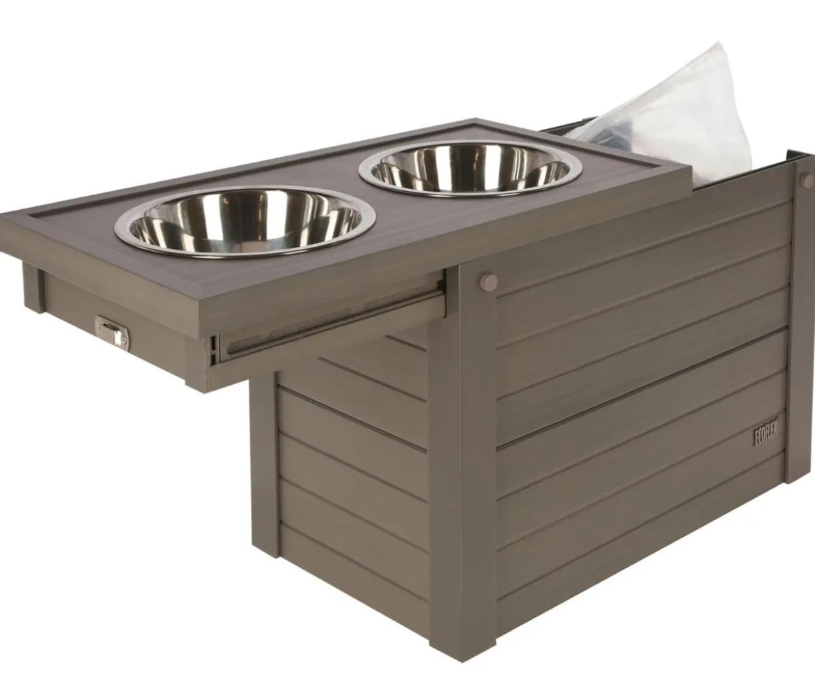KERBL Pet Futter- & Trinkbar ECO Dinner, grau, ca. B54/H39,5/T30 cm