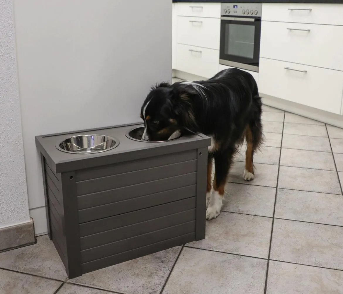 KERBL Pet Futter- & Trinkbar ECO Dinner, grau, ca. B54/H39,5/T30 cm