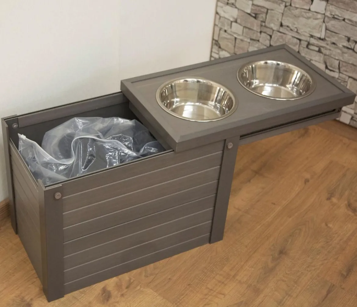KERBL Pet Futter- & Trinkbar ECO Dinner, grau, ca. B54/H39,5/T30 cm