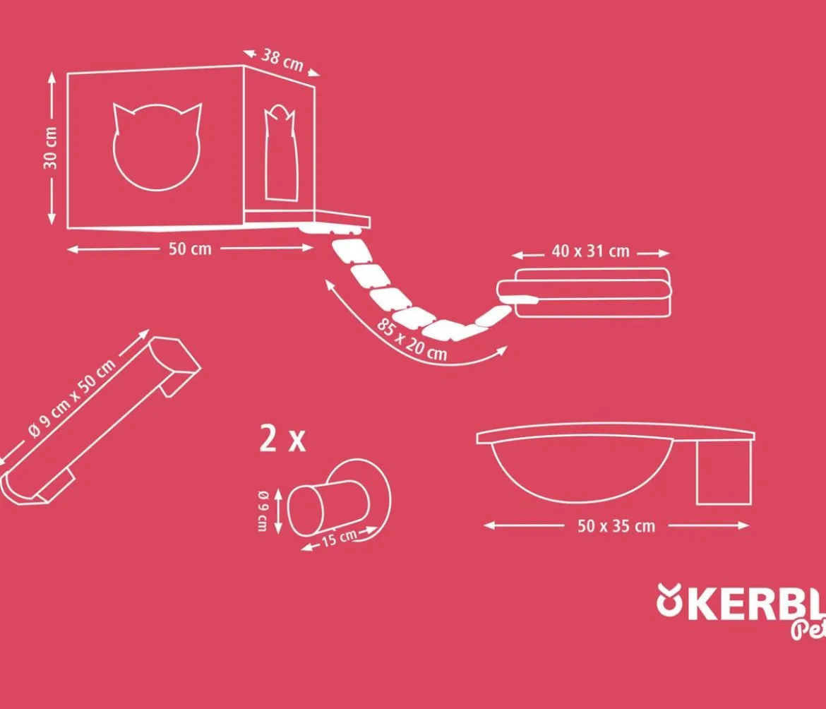 KERBL Pet Kletterwand Anden, 8-teilig