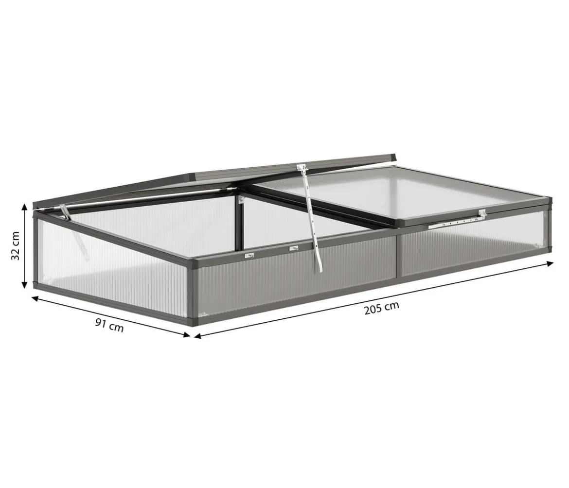 KGT Frühbeetaufsatz 210, anthrazit, ca. B205/H32/T91 cm