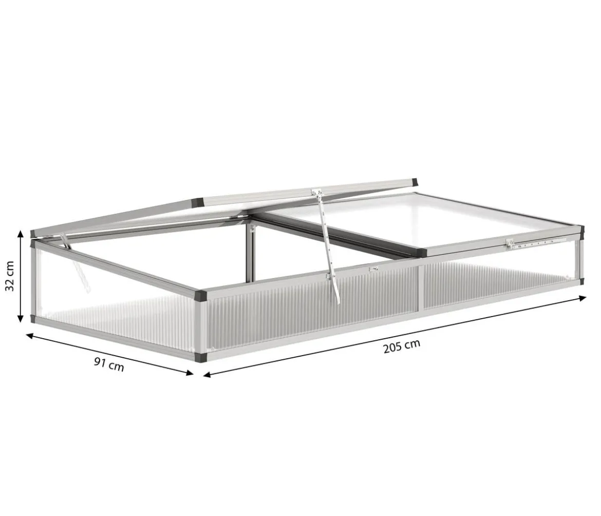 KGT Frühbeetaufsatz für Hochbeet 210, silber, ca. B205/H32/T91 cm