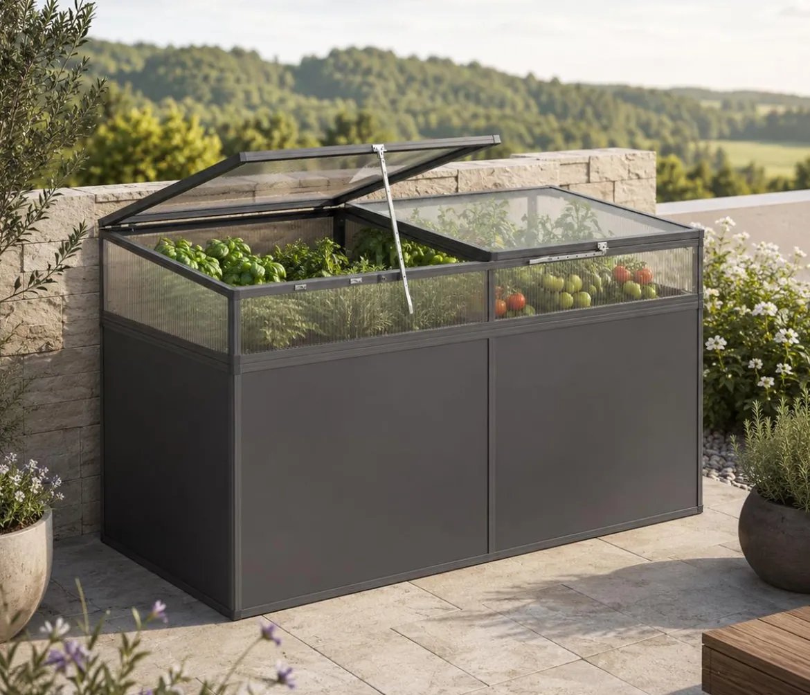 KGT Frühbeetaufsatz für Hochbeet 130, silber