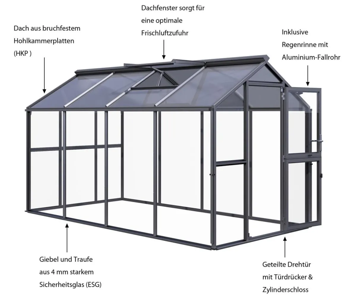 KGT Gewächshaus Galant IV, ESG + HKP