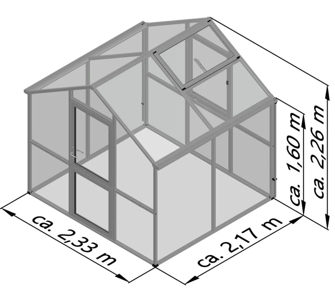 KGT Gewächshaus Iris II, ca. B233/H226/T217 cm