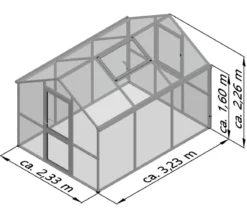 KGT Gewächshaus Iris III, ca. B233/H226/T323 cm