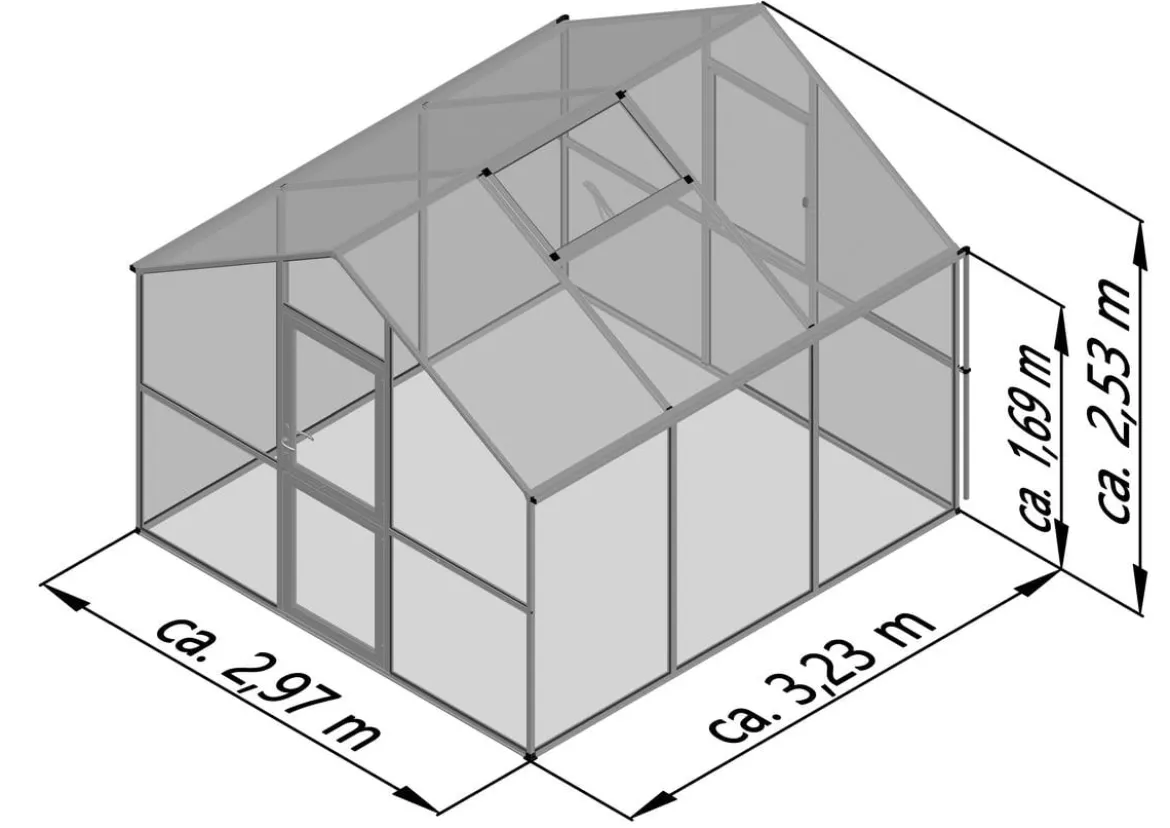 KGT Gewächshaus Ortasia III, ESG, ca. B297/H253/T323 cm