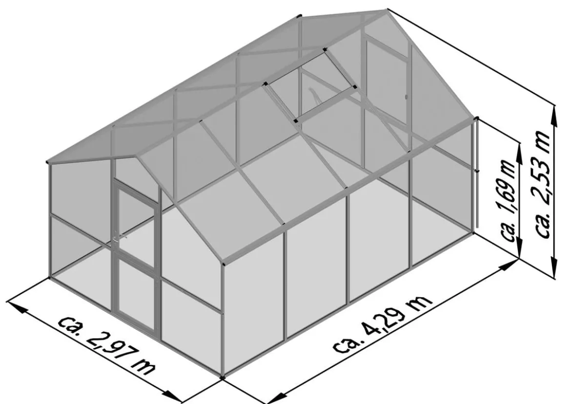 KGT Gewächshaus Ortasia IV, ESG, ca. B297/H253/T429 cm