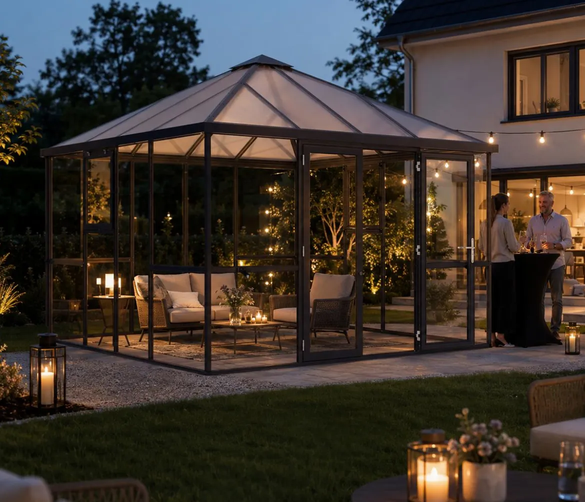 KGT Gewächshaus-Pavillon PaviLux 3 x 3 m ESG/HKP, ca. B300/H288/T300 cm