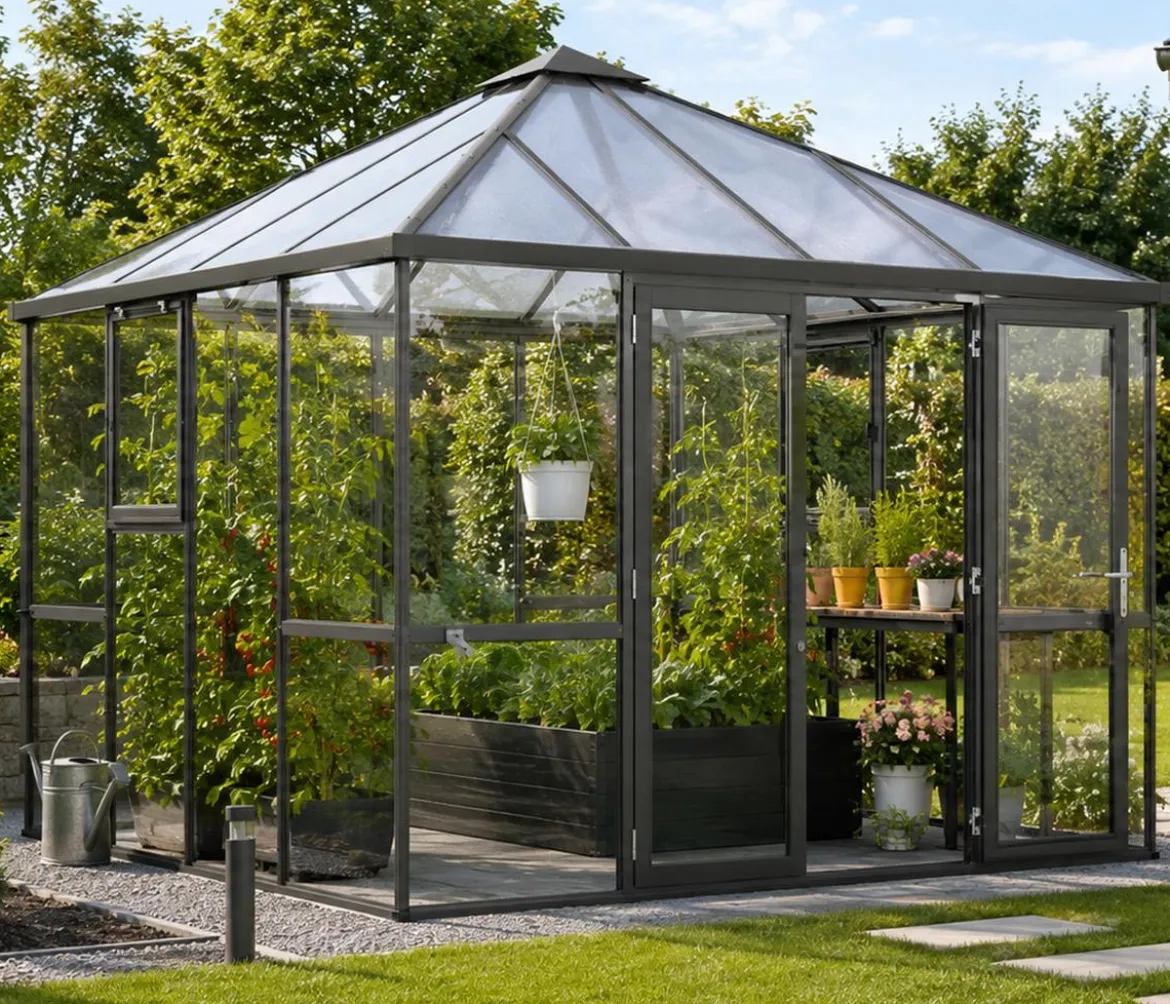 KGT Gewächshaus-Pavillon PaviLux 3 x 3 m ESG/HKP, ca. B300/H288/T300 cm