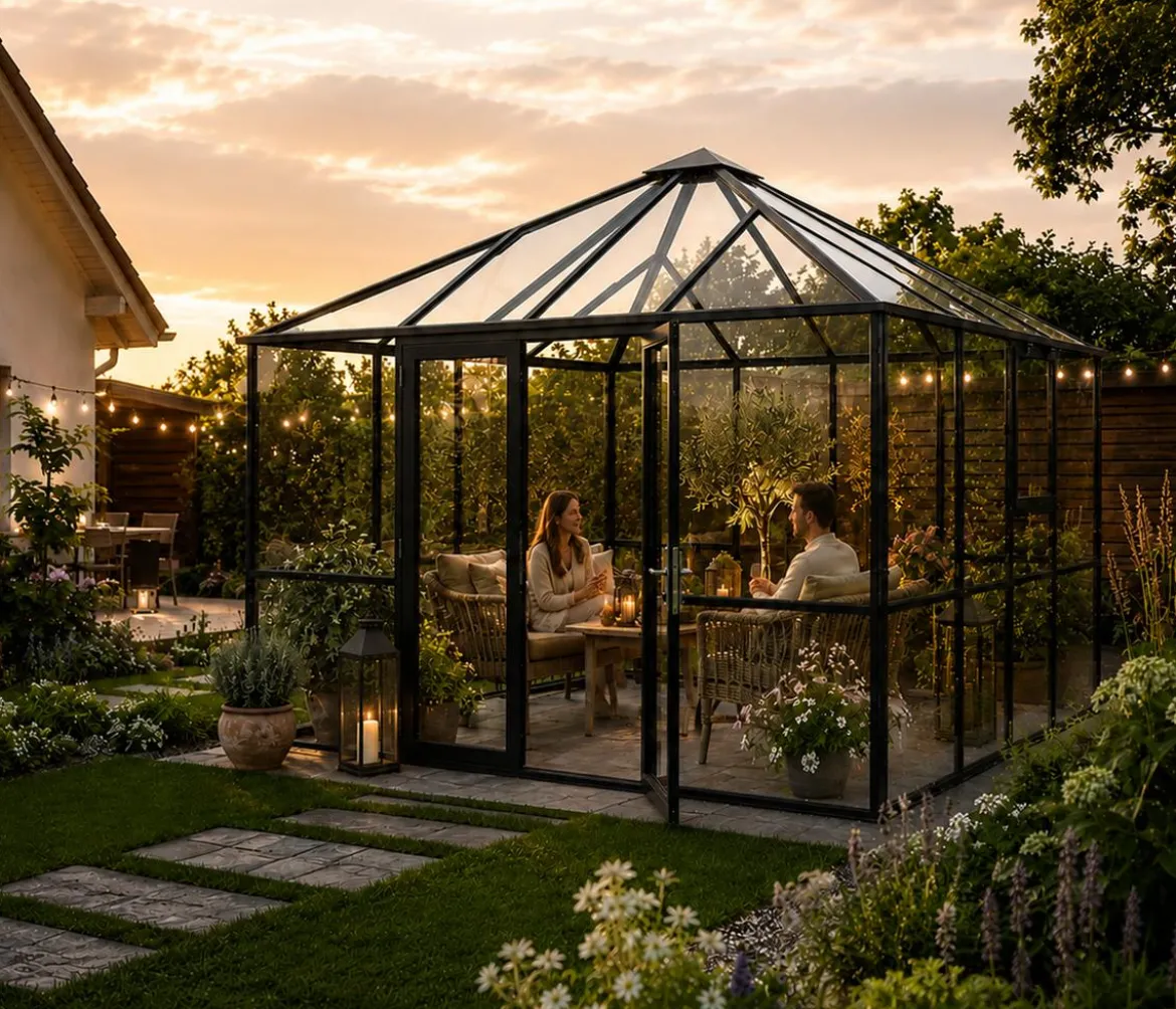 KGT Gewächshaus-Pavillon PaviLux 3,50 x 3,50 m ESG, ca. B350/H302/T350 cm