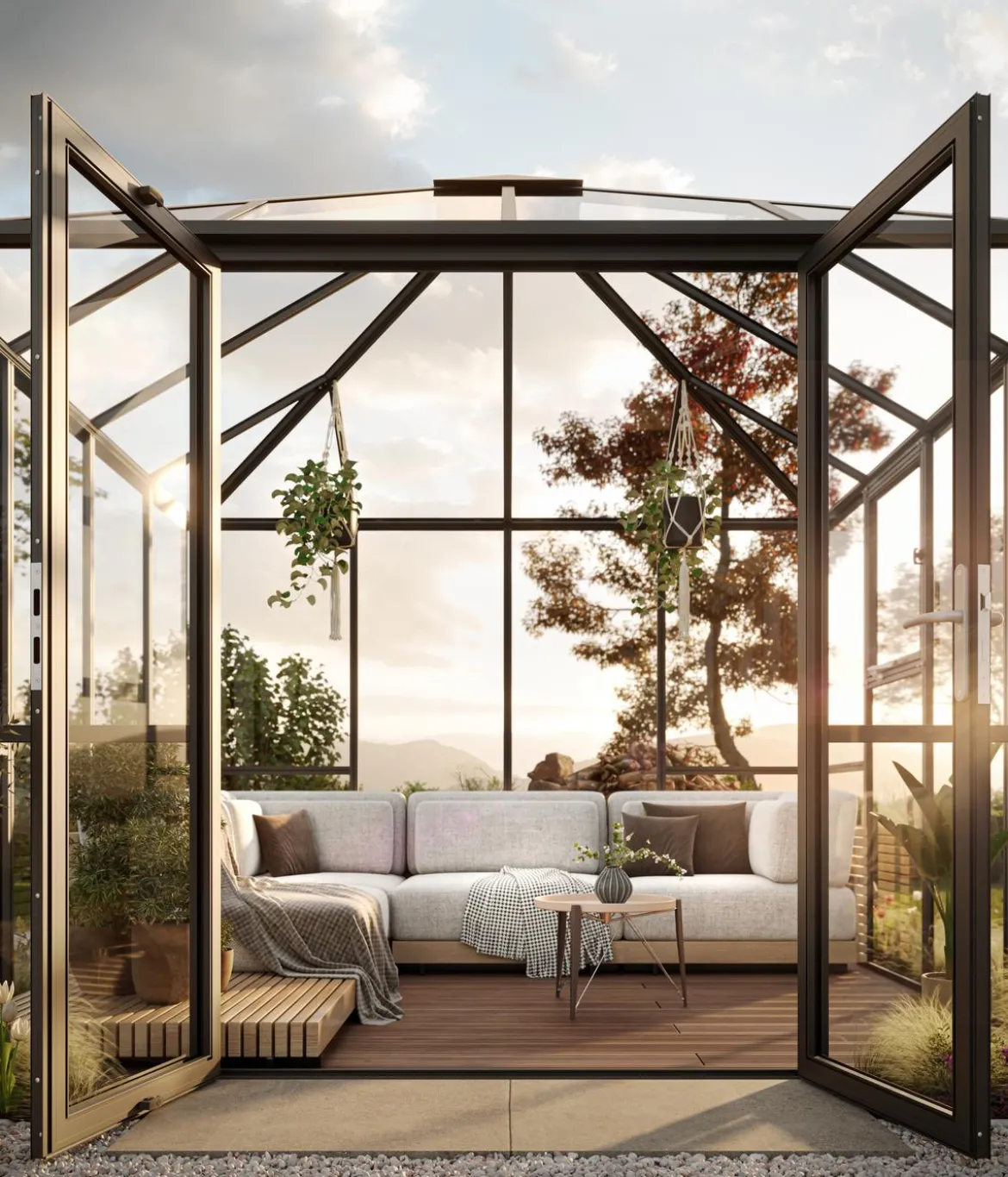 KGT Gewächshaus-Pavillon PaviLux 3,50 x 3,50 m ESG, ca. B350/H302/T350 cm