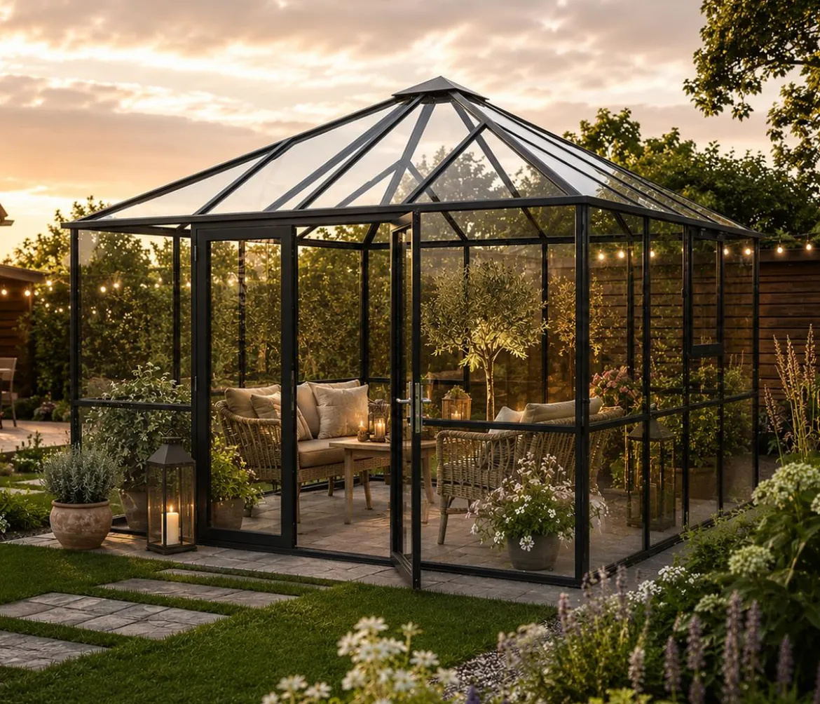 KGT Gewächshaus-Pavillon PaviLux 3,50 x 3,50 m ESG, ca. B350/H302/T350 cm