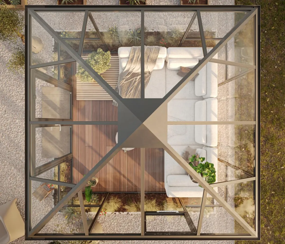 KGT Gewächshaus-Pavillon PaviLux 3,50 x 3,50 m ESG, ca. B350/H302/T350 cm
