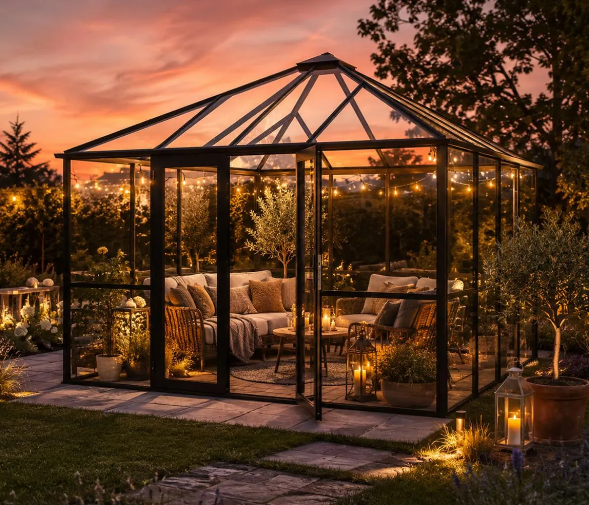KGT Gewächshaus-Pavillon PaviLux 3,50 x 3,50 m ESG, ca. B350/H302/T350 cm