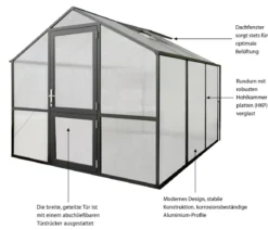 KGT Gewächshaus Rose III, ca. B233/H215/T322 cm