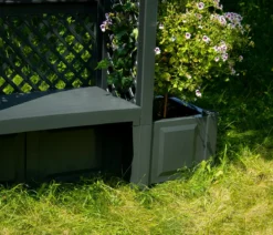 KHW Kunststoff-Gartenbank mit Rosenbogen Amsterdam, ca. B174/H207/T49 cm