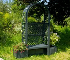 KHW Kunststoff-Gartenbank mit Rosenbogen Amsterdam, ca. B174/H207/T49 cm