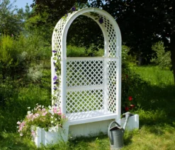KHW Kunststoff-Gartenbank mit Rosenbogen Amsterdam, ca. B174/H207/T49 cm