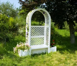 KHW Kunststoff-Gartenbank mit Rosenbogen Amsterdam, ca. B174/H207/T49 cm