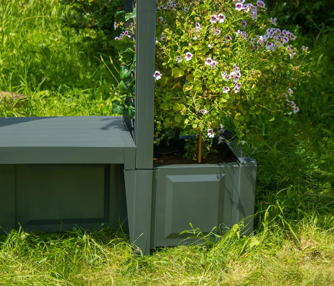 KHW Kunststoff-Gartenbank mit Rosenbogen Brüssel, ca. B174/H207/T49 cm