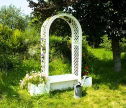 KHW Kunststoff-Gartenbank mit Rosenbogen Brüssel, ca. B174/H207/T49 cm