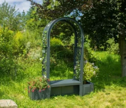KHW Kunststoff-Gartenbank mit Rosenbogen Brüssel, ca. B174/H207/T49 cm