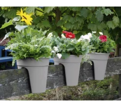 KHW Kunststoff-Geländertopf Flowerclip, rund, ca. Ø27/H27 cm, 3er-Set