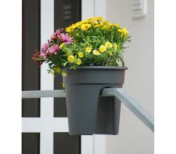 KHW Kunststoff-Geländertopf Flowerclip, rund, ca. Ø27/H27 cm, 3er-Set