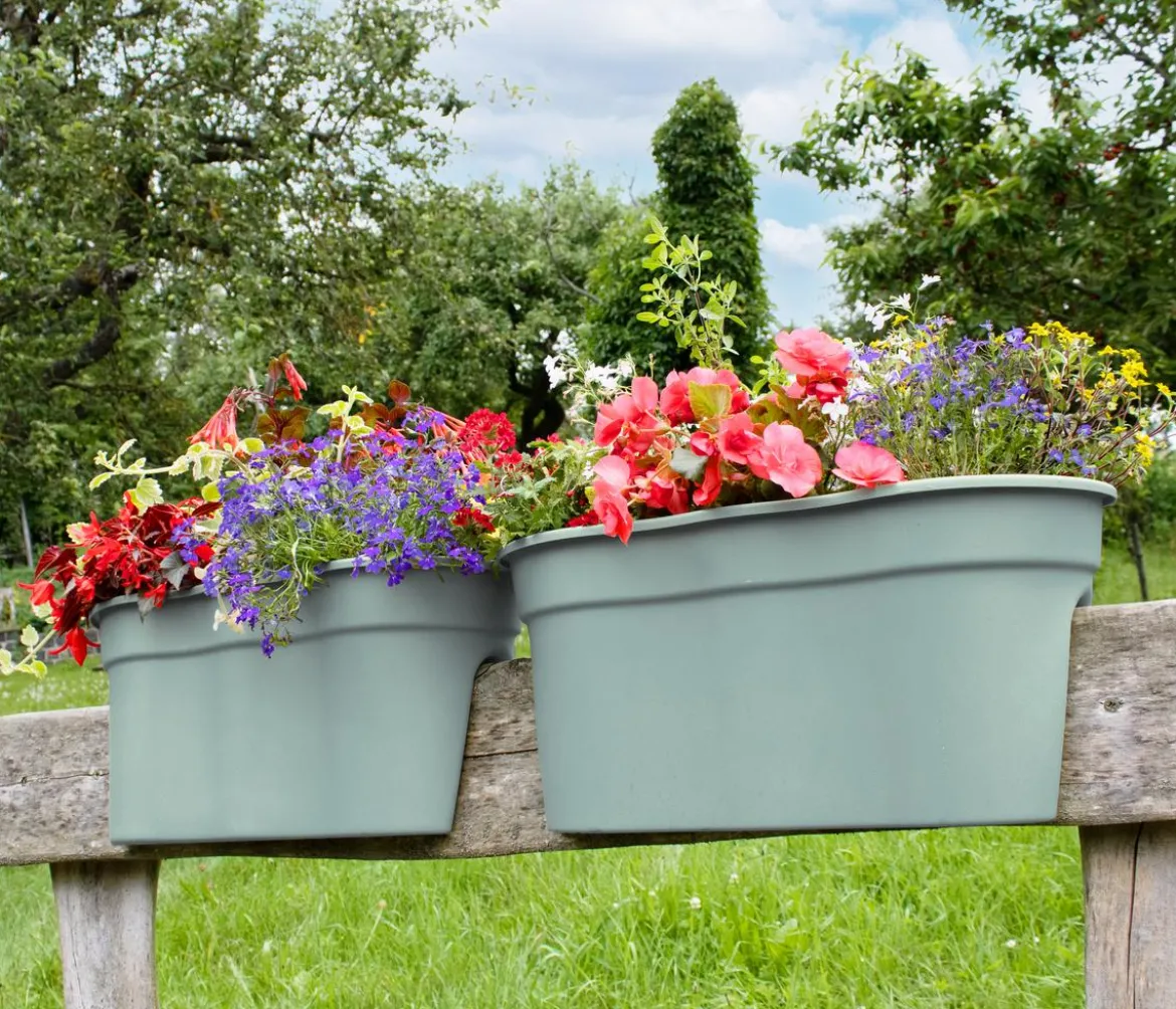 KHW Kunststoff-Geländertopf Flowerclip, ca. B57,5/H27/T27,7 cm, 2er-Set