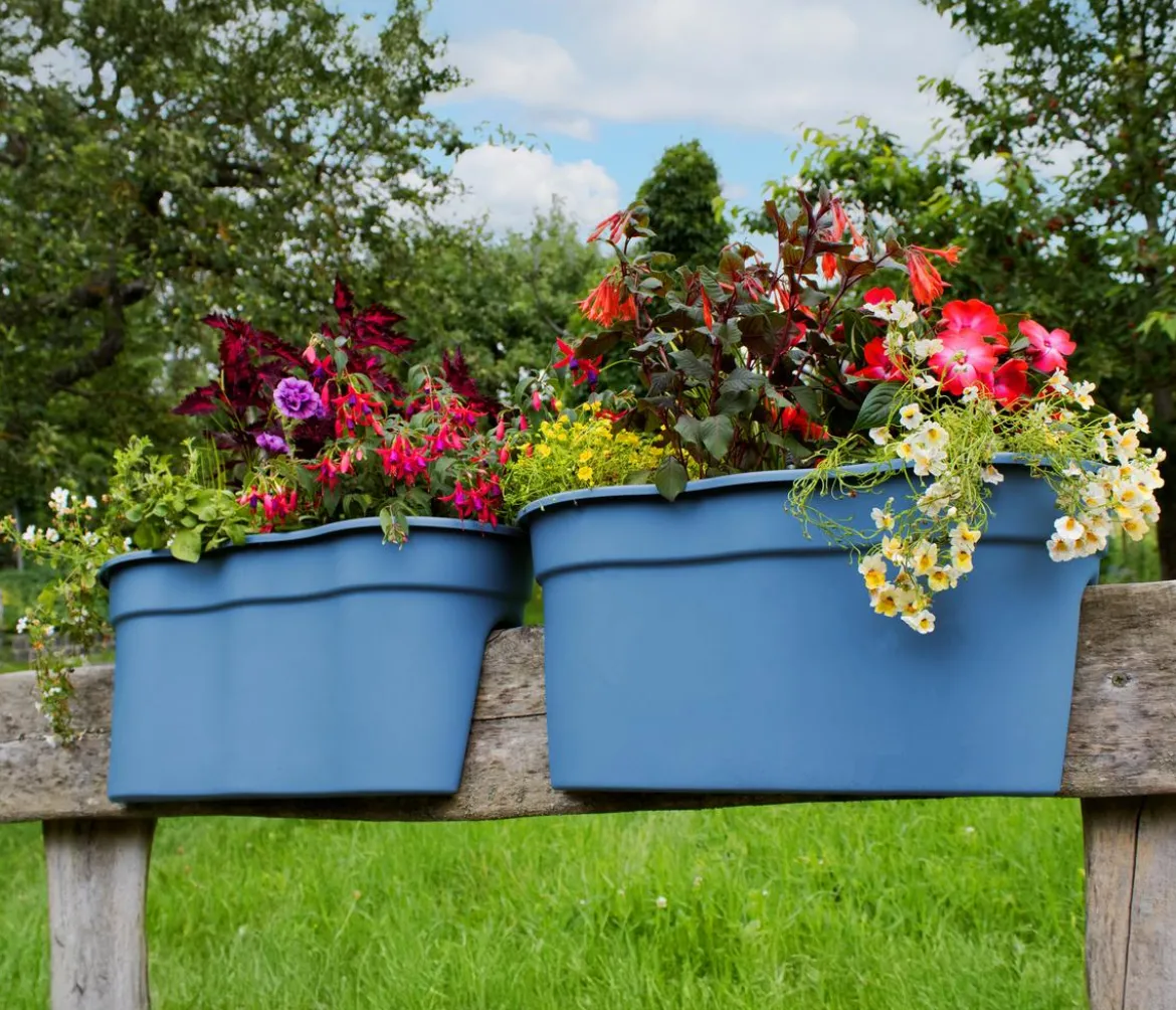 KHW Kunststoff-Geländertopf Flowerclip, ca. B57,5/H27/T27,7 cm, 2er-Set
