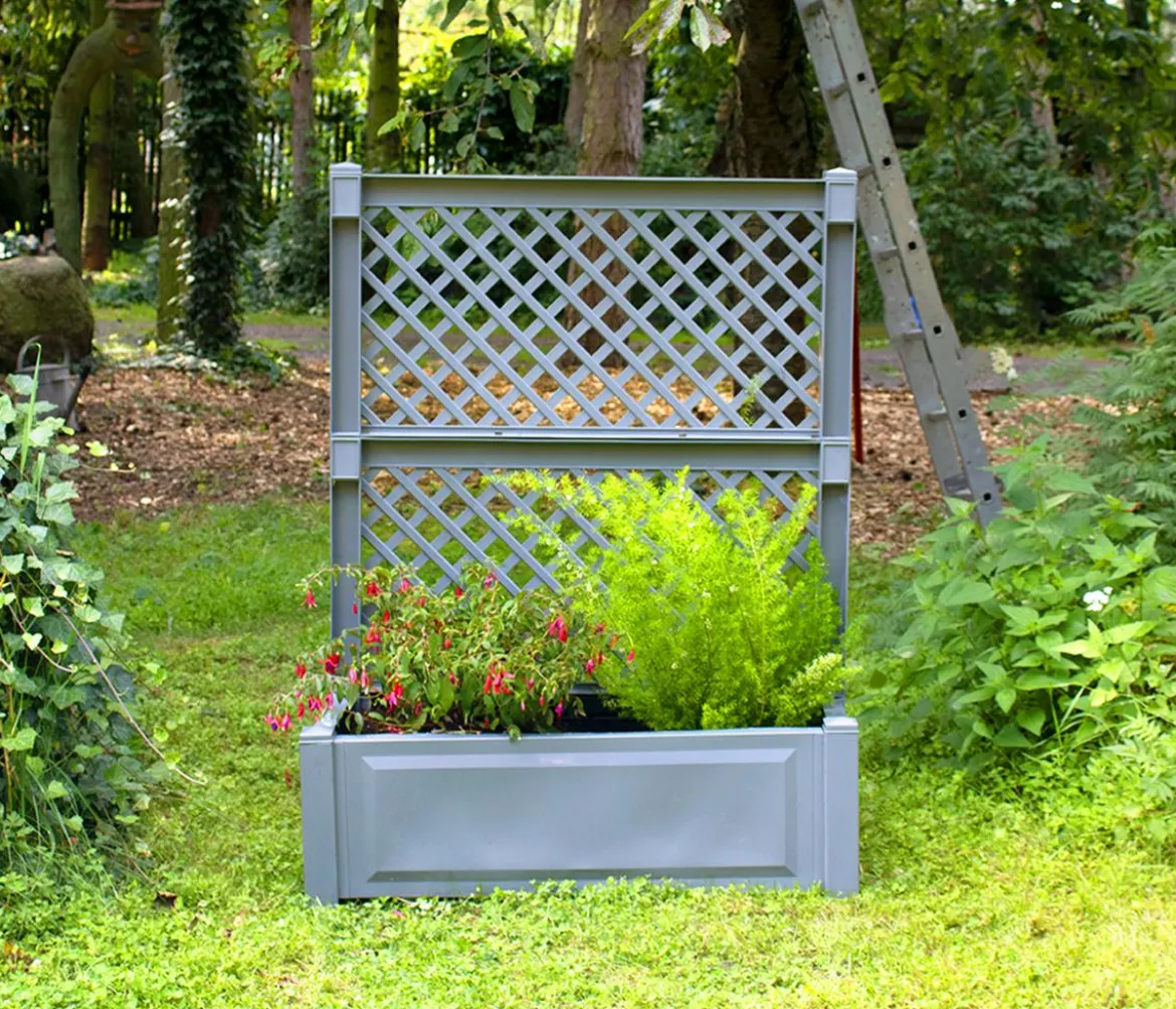 KHW Kunststoff-Pflanzkasten mit Spalier, ca. B100/H140/T43 cm