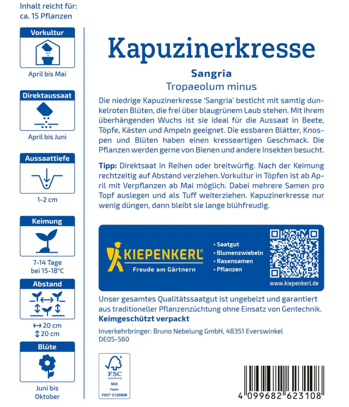 Kiepenkerl Saatgut Kapuzinerkresse Sangria
