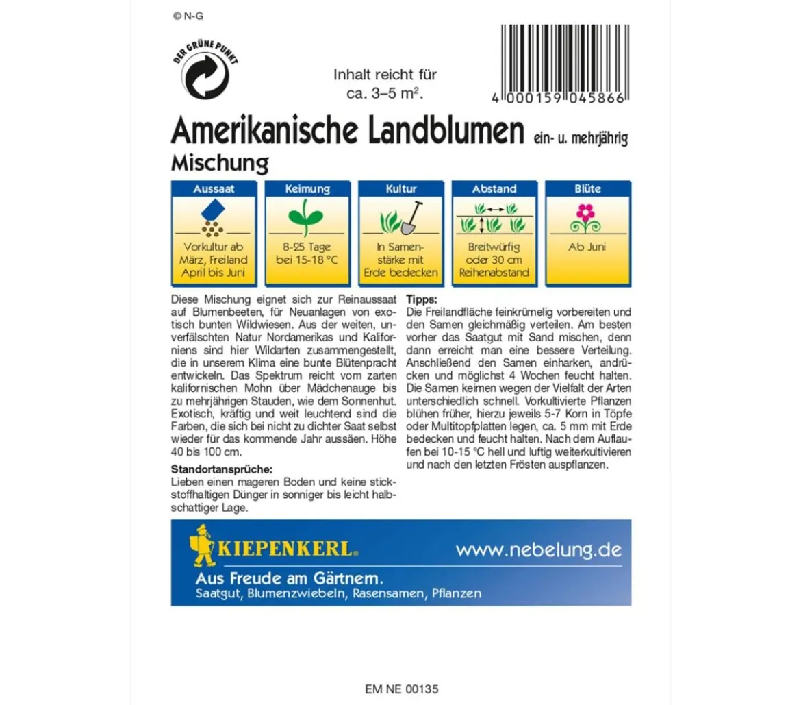Kiepenkerl Saatgut Wildblumen Amerikanische Landblumenmischung