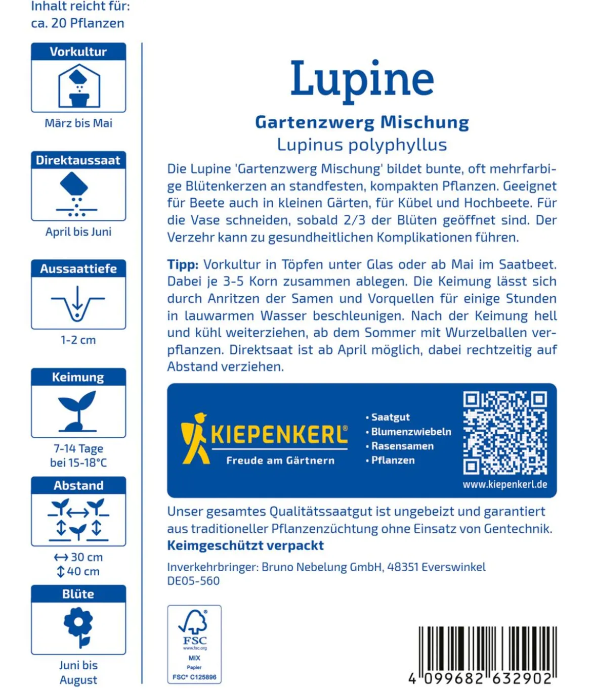 Kiepenkerl Samen Lupine 'Gartenzwerg'