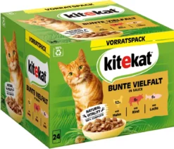 KITEKAT® Nassfutter für Katzen Multipack Bunte Vielfalt in Sauce, Adult, 24 x 85 g