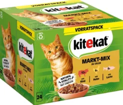 KITEKAT® Nassfutter für Katzen Multipack Markt-Mix in Gelee, Adult, 24 x 85 g