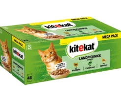 KITEKAT® Nassfutter für Katzen Multipack Landpicknick in Sauce, Adult, 48 x 85 g