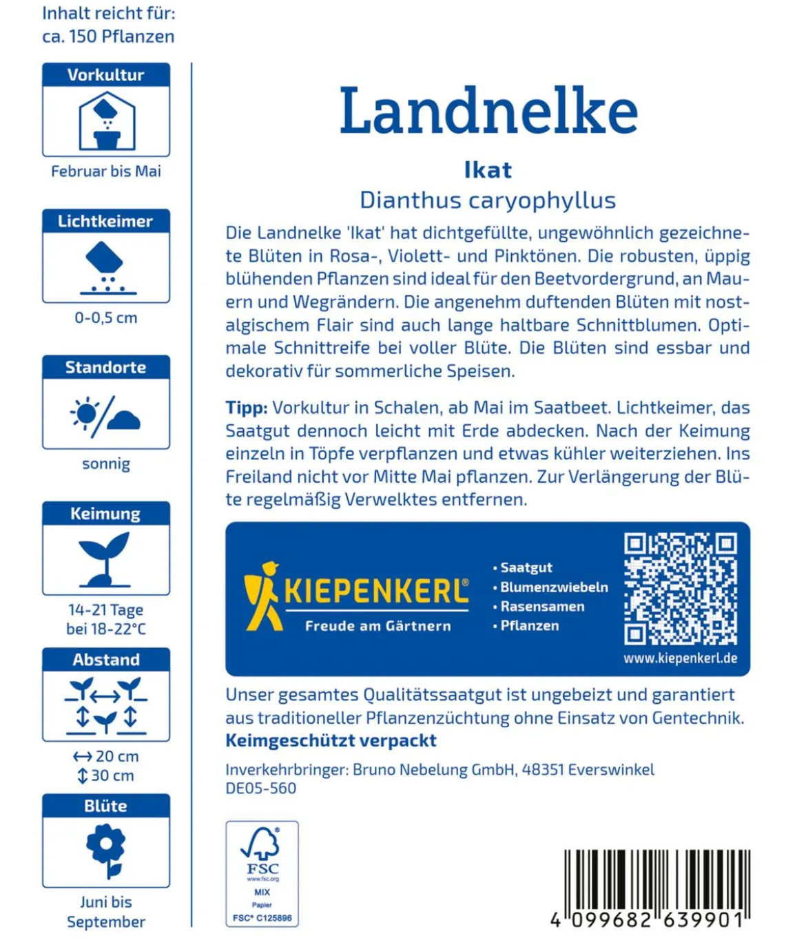 Landnelke Ikat, Saatgut von Kiepenkerl